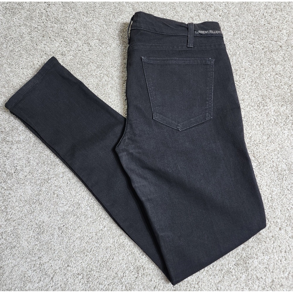 Current Elliott The Skinny Black 80s Style Cropped Denim 32 Dark Academia